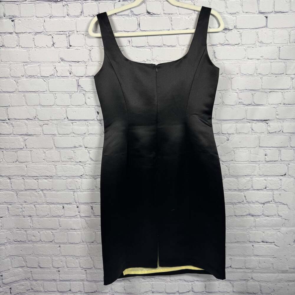 Talbots Petites Black Silk Shantung Square Neck Sheath Dress - Picture 3 of 8